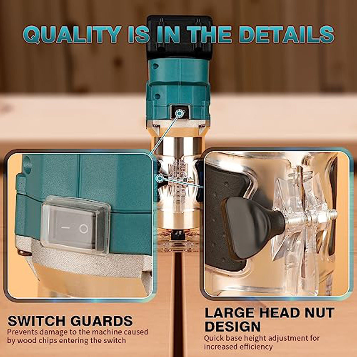 Al&Afa router switch guard and large head nut for quick base adjustment