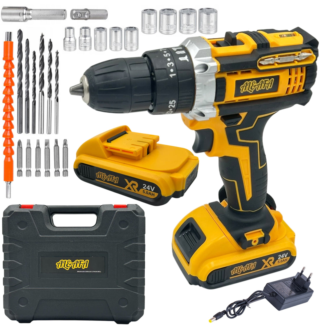 Al&Afa cordless impact drill set for drilling into brick