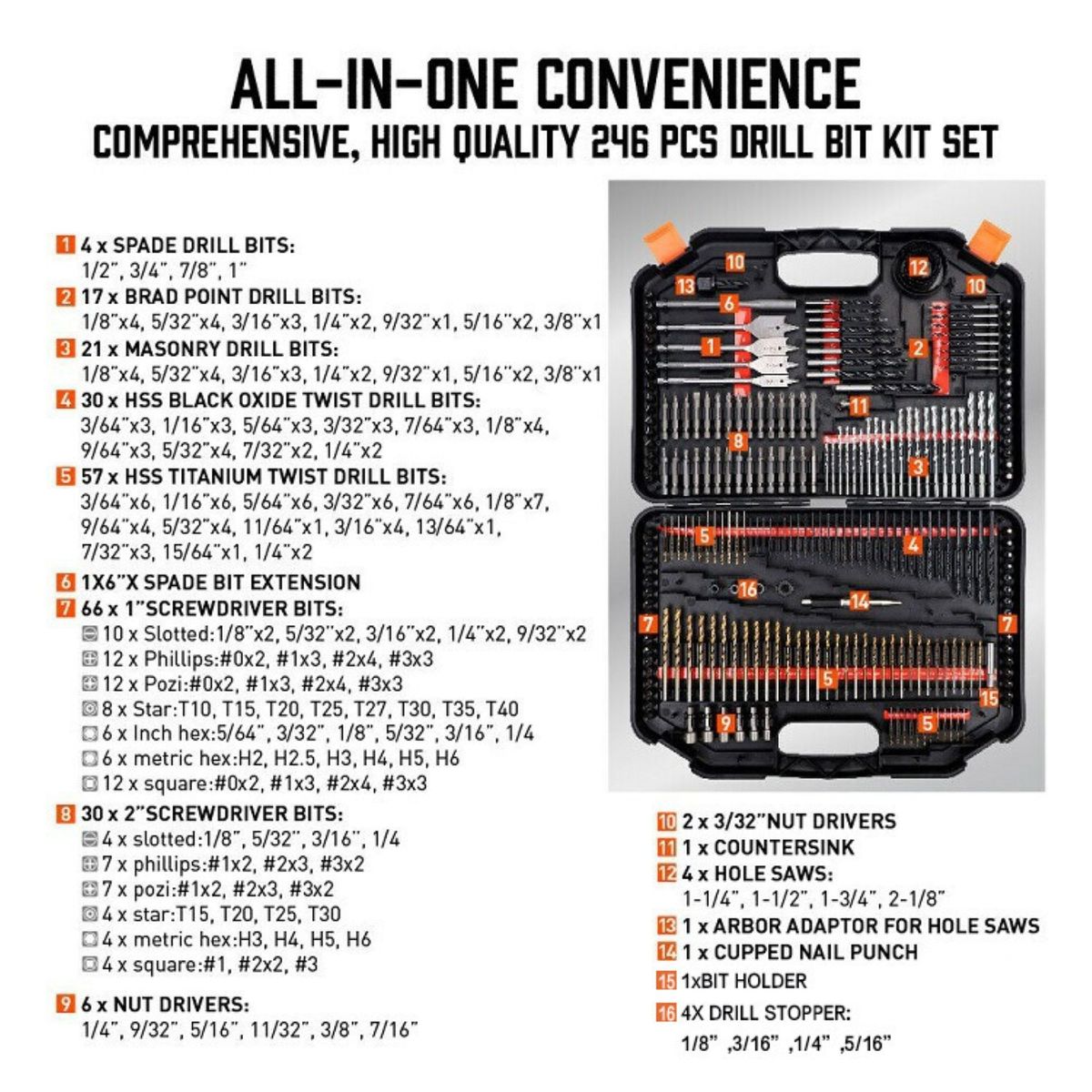 246-Piece Drill Bit & Screwdriver Bit Set with Case