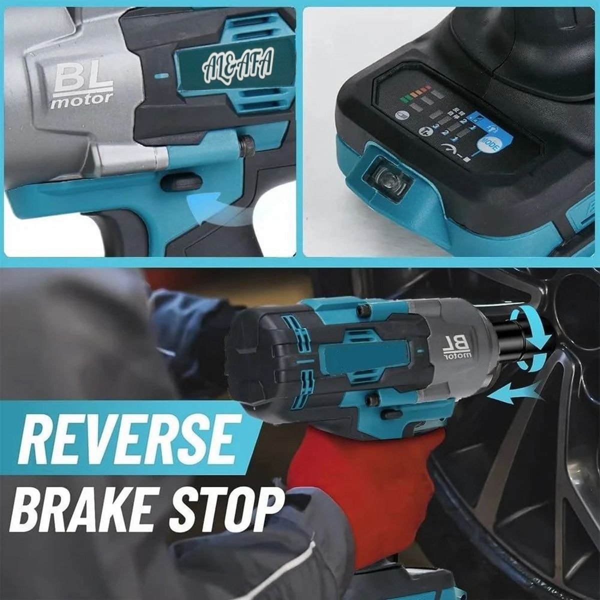 Al&Afa Brushless 2000Nm Torque Impact Wrench With 2 Batteries Socket & Case