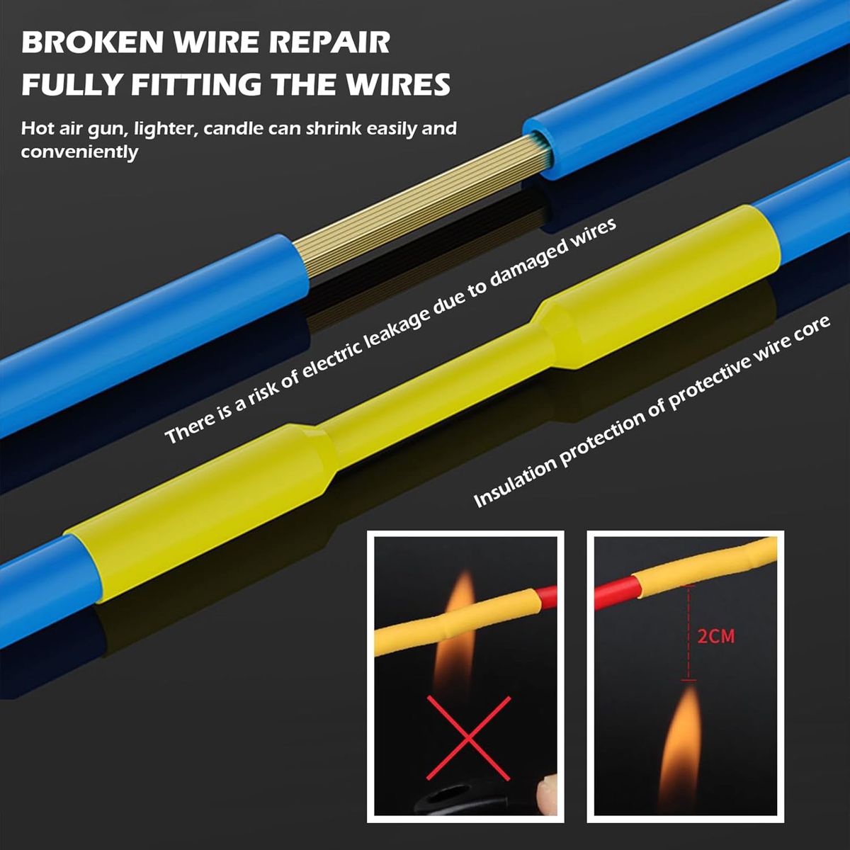 560 Pieces 12 Sizes Heat Shrink Tubing Kit For DIY Electrical Insulation