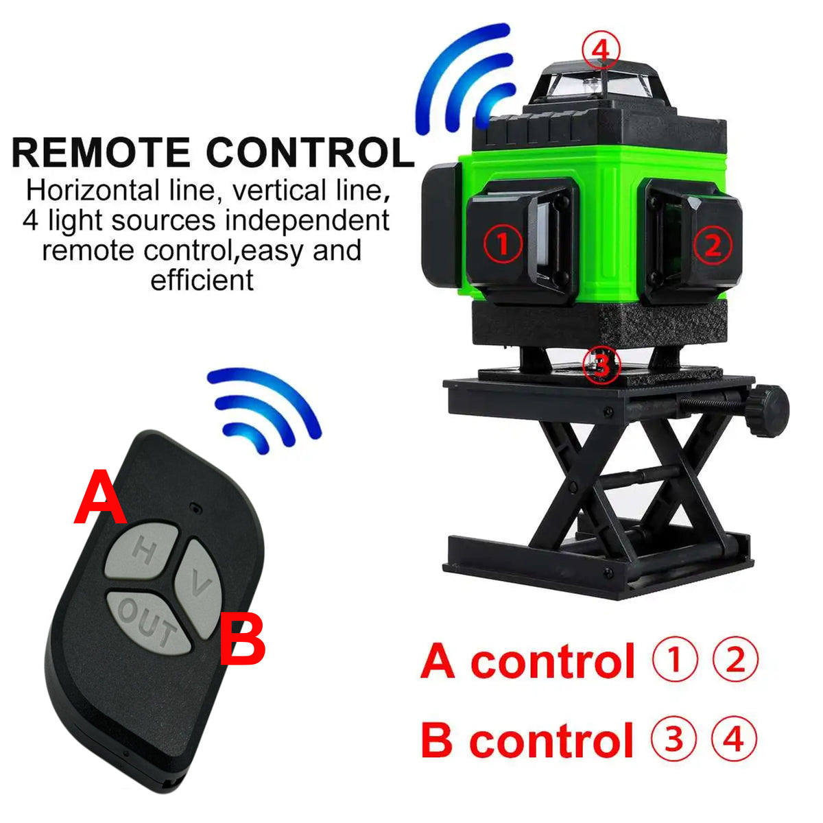 Al&Afa laser level remote control with buttons for horizontal and vertical lines