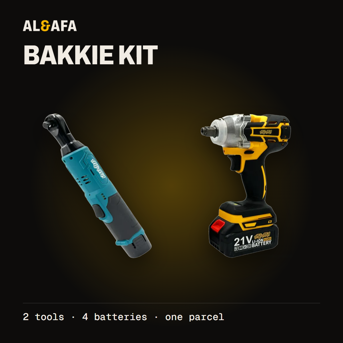 Al&Afa Bakkie kit: power ratchet set, impact wrench set