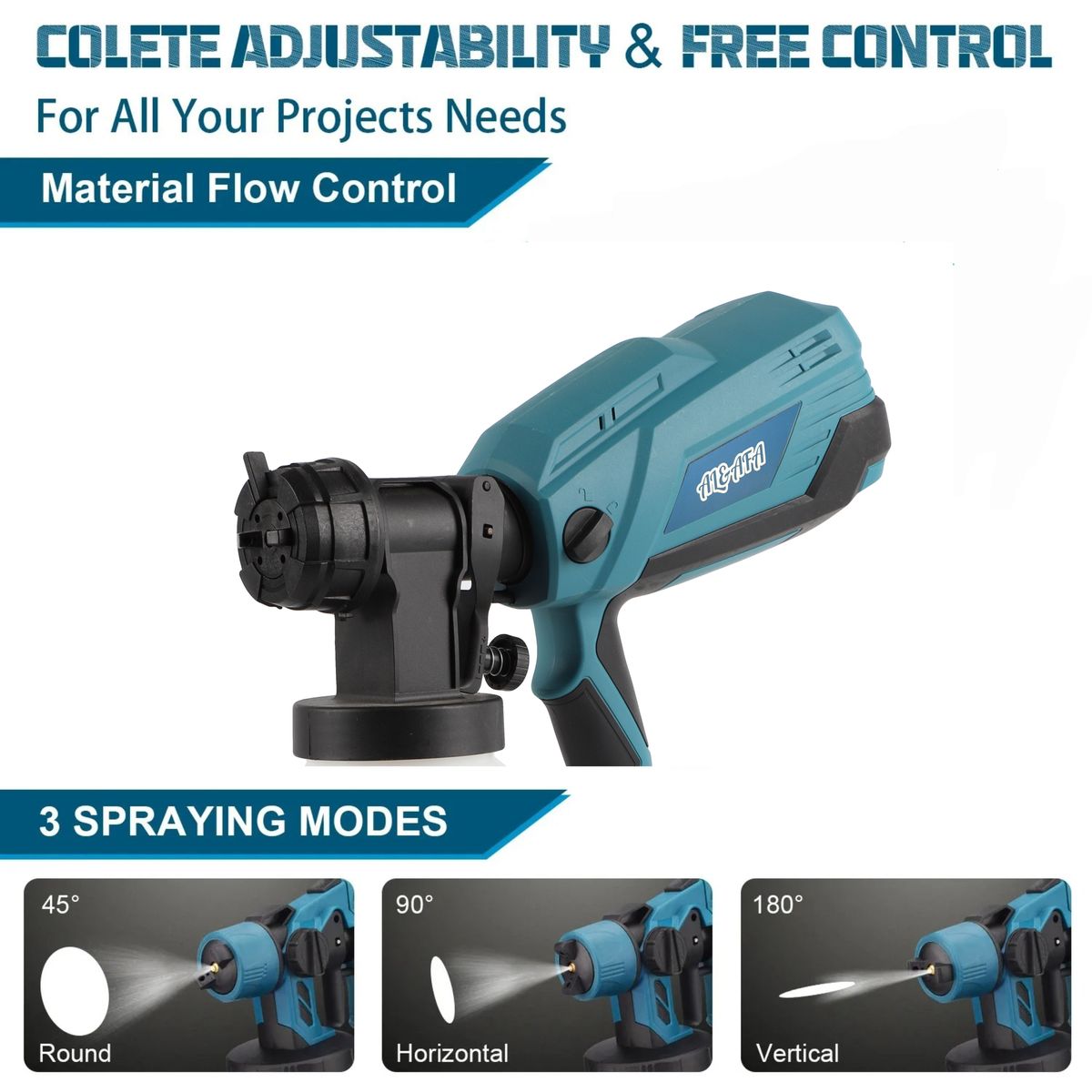 Al & Afa Cordless HVLP Paint Sprayer 2 Batteries, Cleaning Kit & 4 Nozzles
