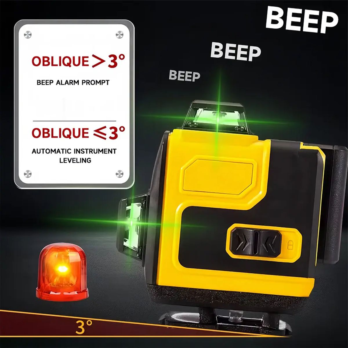 Al&Afa Industrial Yellow 4D 16 Line Laser Self-Leveling Mapping Tool & Case