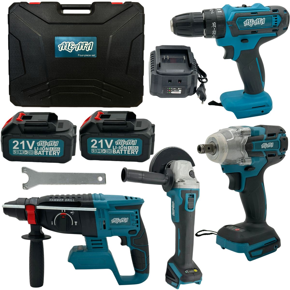 Al&Afa Wireless 4 Piece Brushless Power Tool Set With Batteries & Case