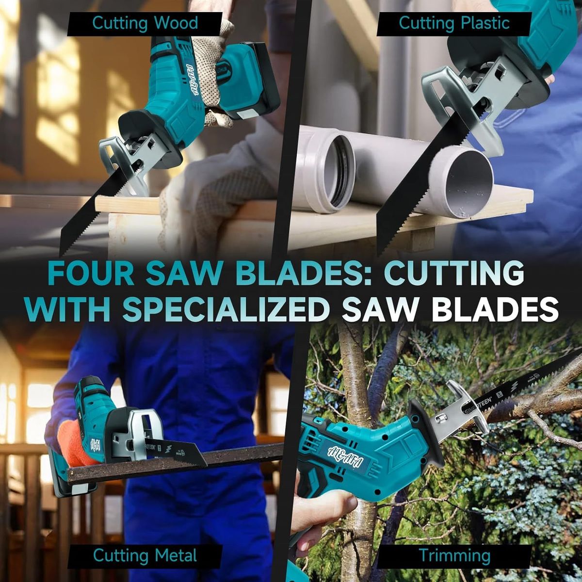 Al&Afa Handheld Cordless Reciprocating Saw, 2 Batteries, Blades & Case