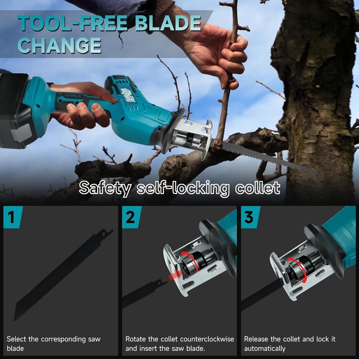 Al&Afa Handheld Cordless Reciprocating Saw, 2 Batteries, Blades & Case
