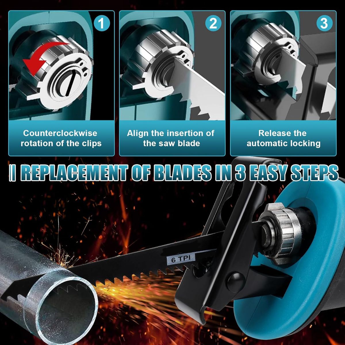 Al&Afa Cordless Reciprocating Saw Kit With 4 Blades, 2 Li-ion Batteries & Case