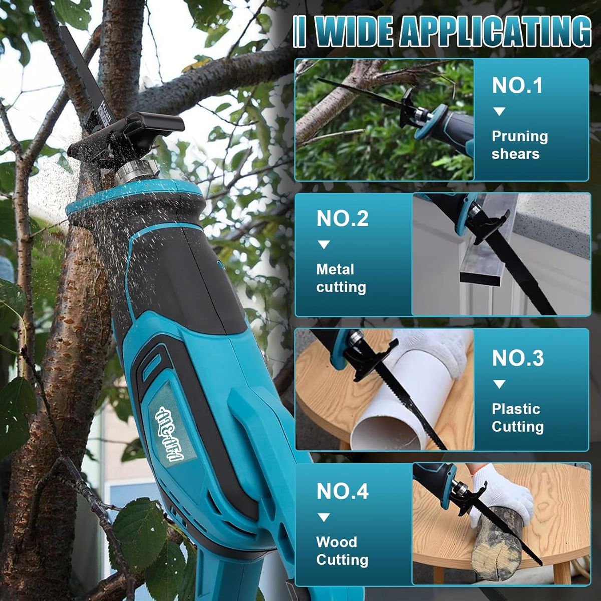 Al&Afa Cordless Reciprocating Saw Kit With 4 Blades, 2 Li-ion Batteries & Case