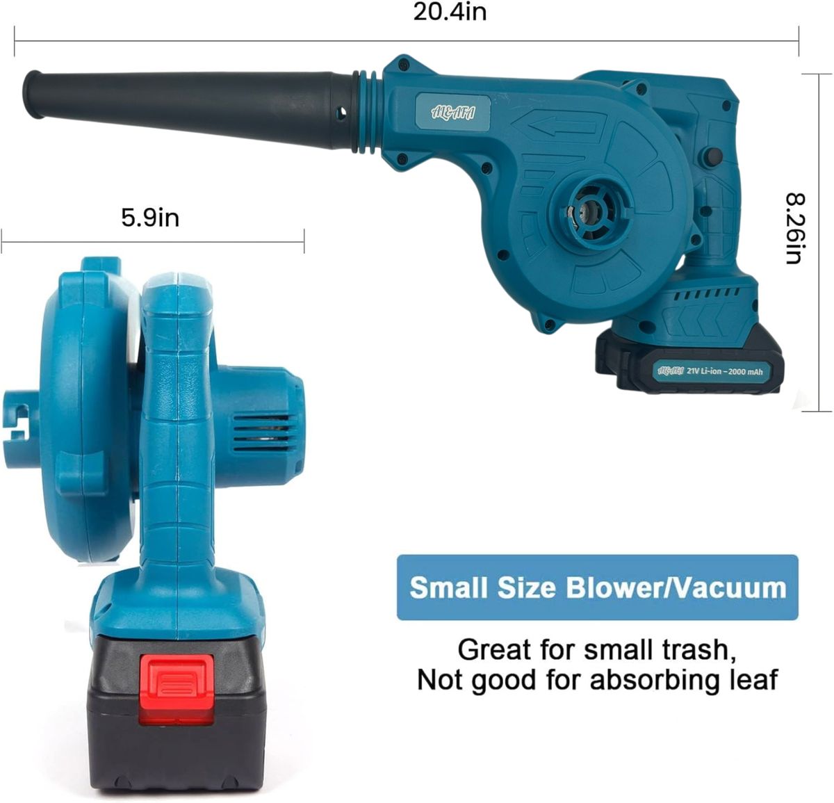 Al&Afa Air Blitz Long Nose 2in1 Blower & Vacuum With 2 Batteries & Charger