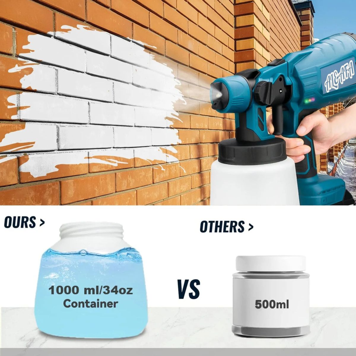 Al & Afa Cordless HVLP Paint Sprayer 2 Batteries, Cleaning Kit & 4 Nozzles