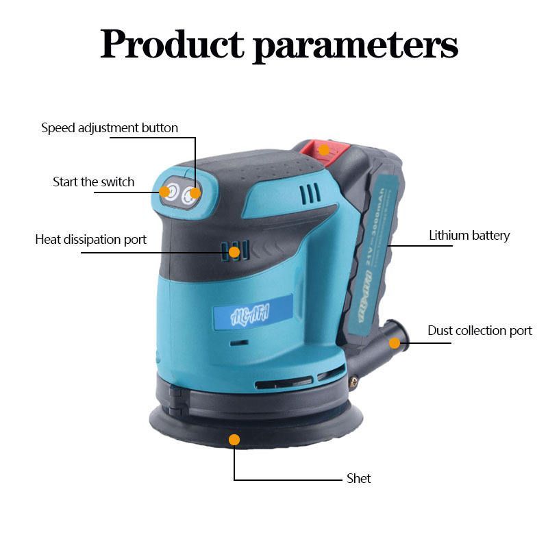Al&Afa Cordless Orbital Sander 21V 125mm With 2 Batteries & Dust Bag