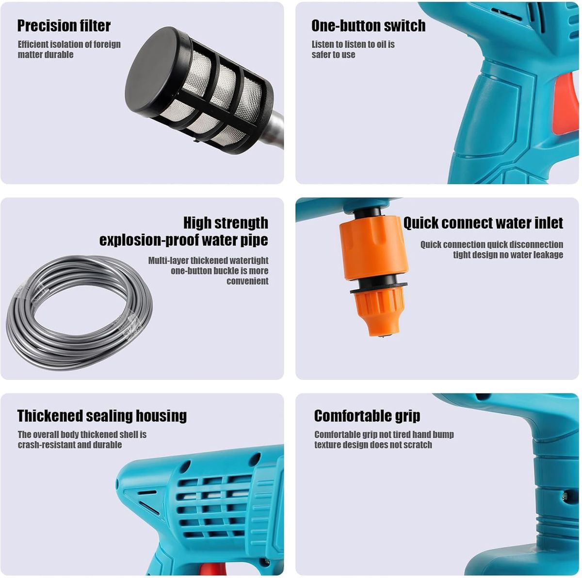 Al&Afa - Cordless Pressure Washer Gun with 2 Batteries, Accessories & Case