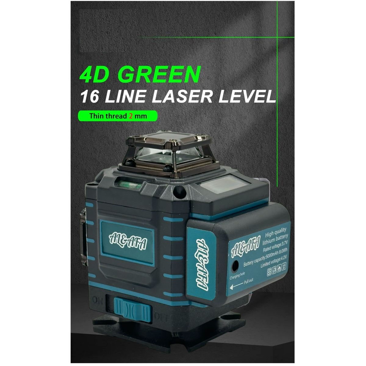 Al&Afa Industrial 4D 16 Line Green Laser Level, Tripod, Remote & Case