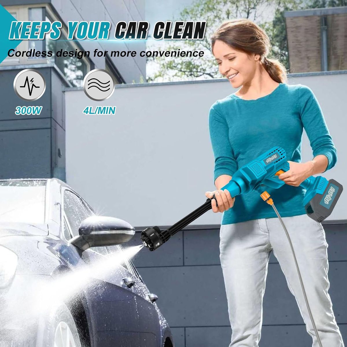 Al&Afa - Cordless Pressure Washer Gun with 2 Batteries, Accessories & Case