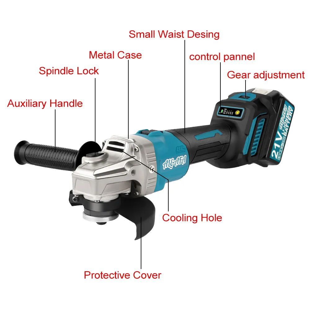 Al&Afa 7 Speed Cordless Brushless Angle Grinder, 2 Batteries & Case