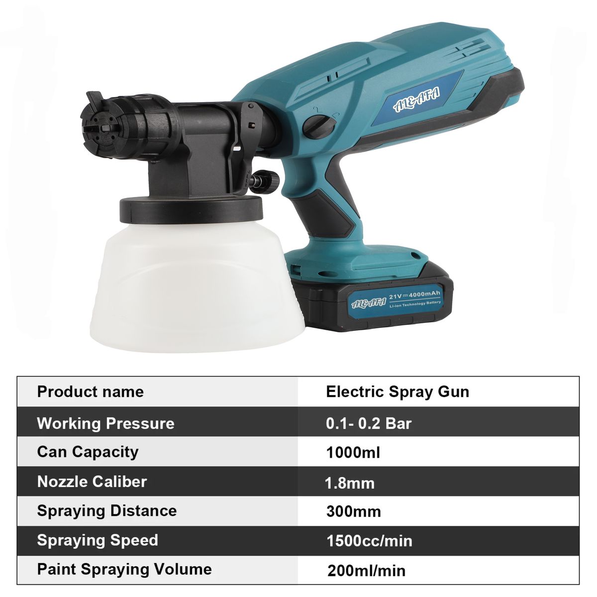 Al & Afa Cordless HVLP Paint Sprayer 2 Batteries, Cleaning Kit & 4 Nozzles