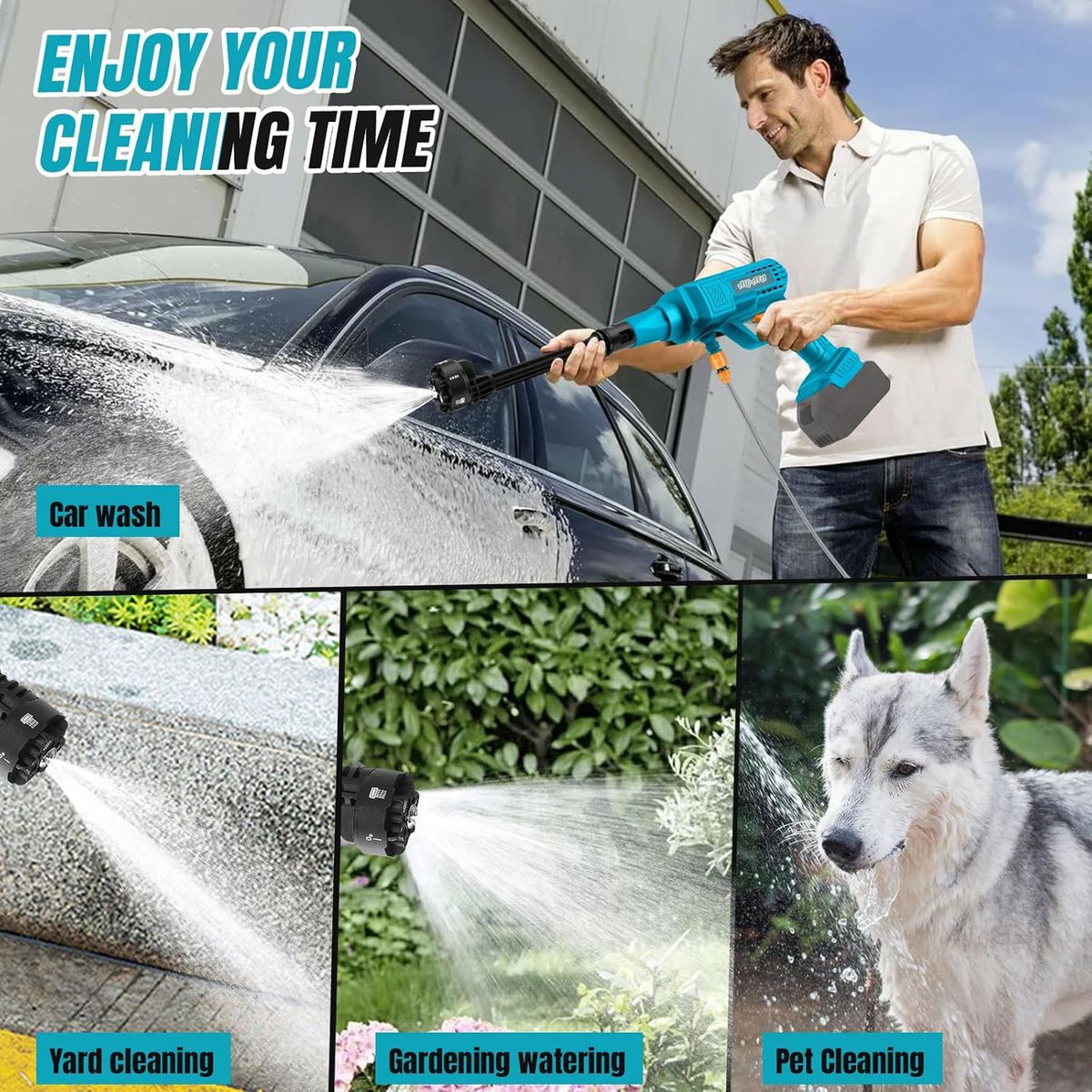 Al&Afa - Cordless Pressure Washer Gun with 2 Batteries, Accessories & Case