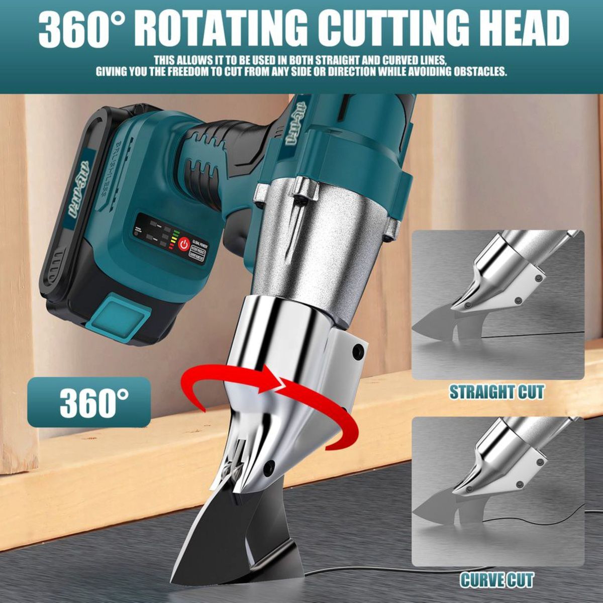 Al&Afa 21V Cordless Electric Sheet Metal Shear Cutter , 2 Batteries & Case