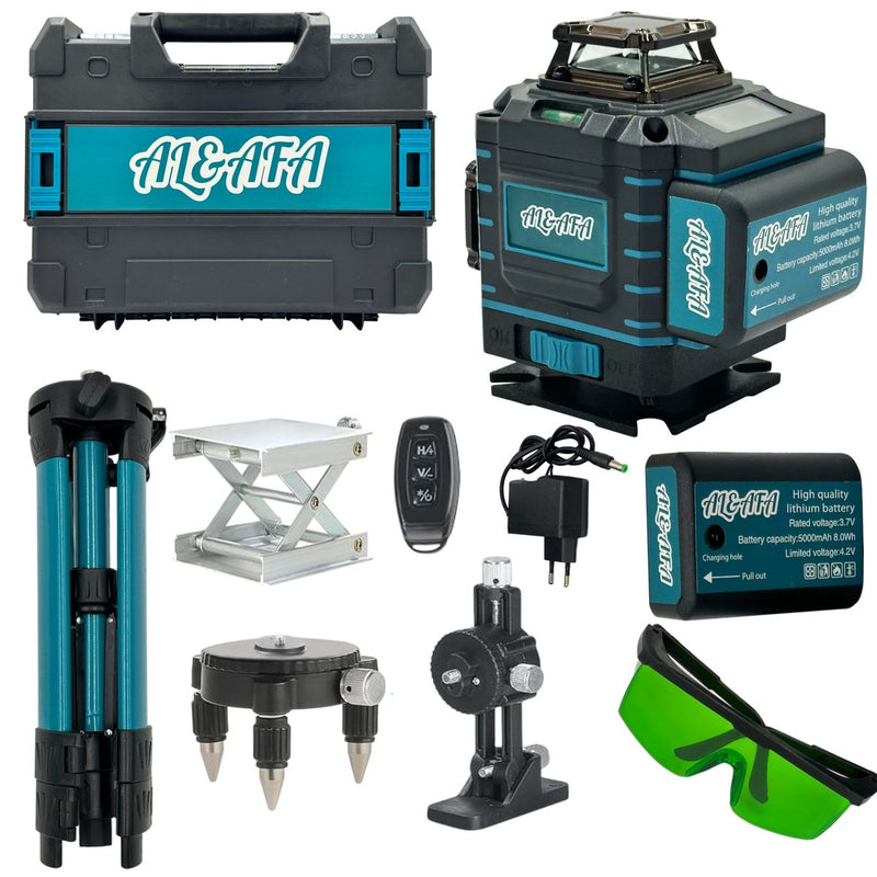 Industrial 4D 16 Line Green Laser Level, Tripod, Remote & Case