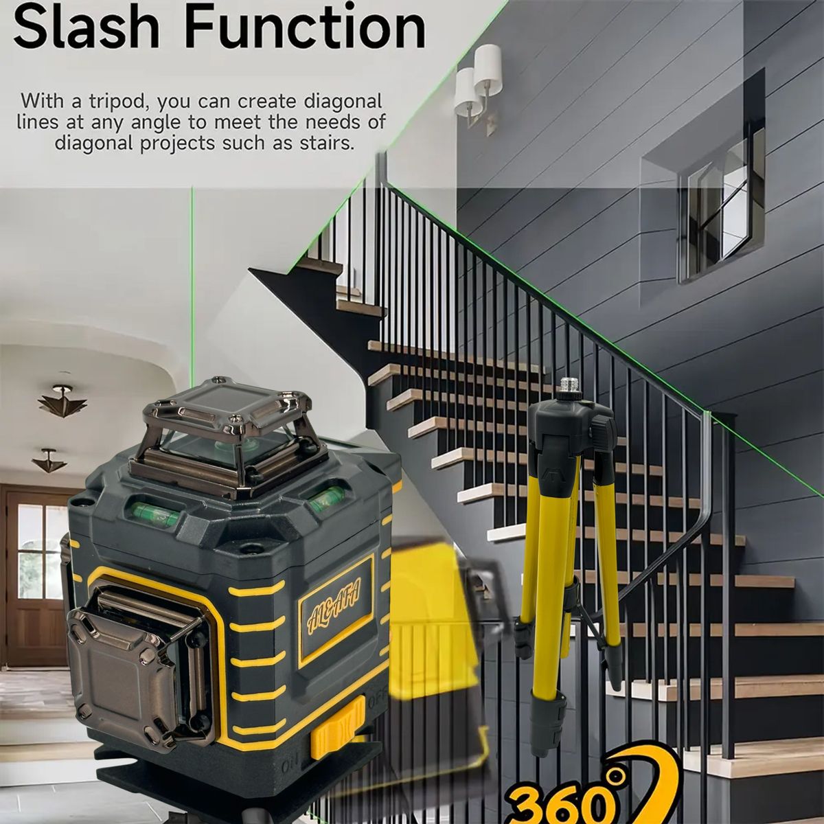 Al&Afa Industrial Yellow 4D 16 Line Laser Self-Leveling Mapping Tool & Case