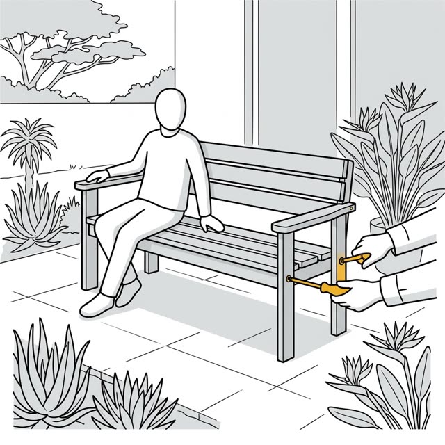 An outdoor bench, finished
