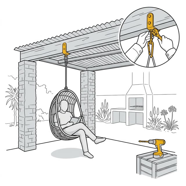 Hang a chair from a beam, finished