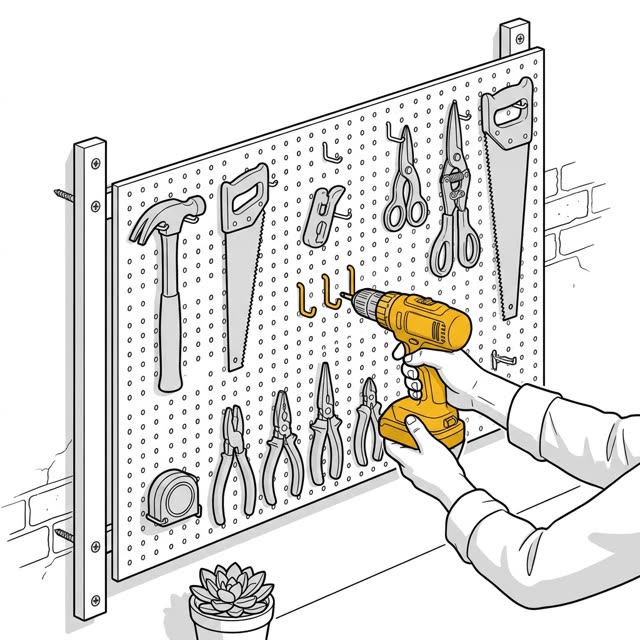 A pegboard tool wall, finished